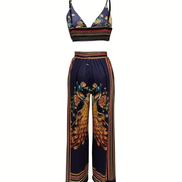 🦋✨BNWT✨🦋TWO PIECE BOHO BUTTERFLY SET🦋✨CROP TOP W WIDE LEG PANTS✨🦋 - Picture 5 of 6